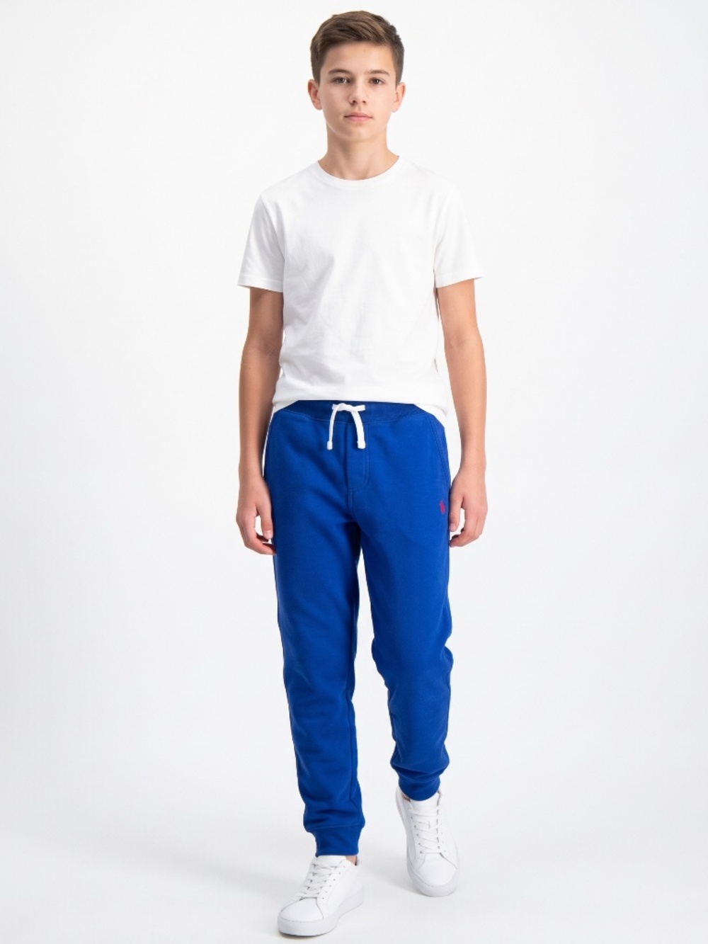 Polo Ralph Lauren Boys Size L 14-16 Royal Blue Fleece Jogger Sweatpants Red Pony
